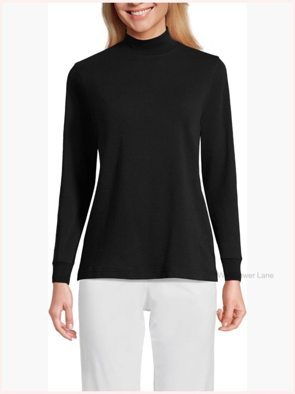 Long Sleeve Mock Turtleneck Cotton Knit Tunic Pullover Layering Top